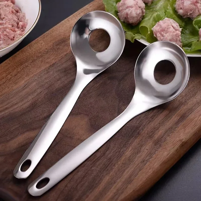 Stainless Steel Meatball Making Extruder Anti-Stick Meatball Making Spoon Wall Hanging Rust-Proof Meatballs Squeeze Spoons