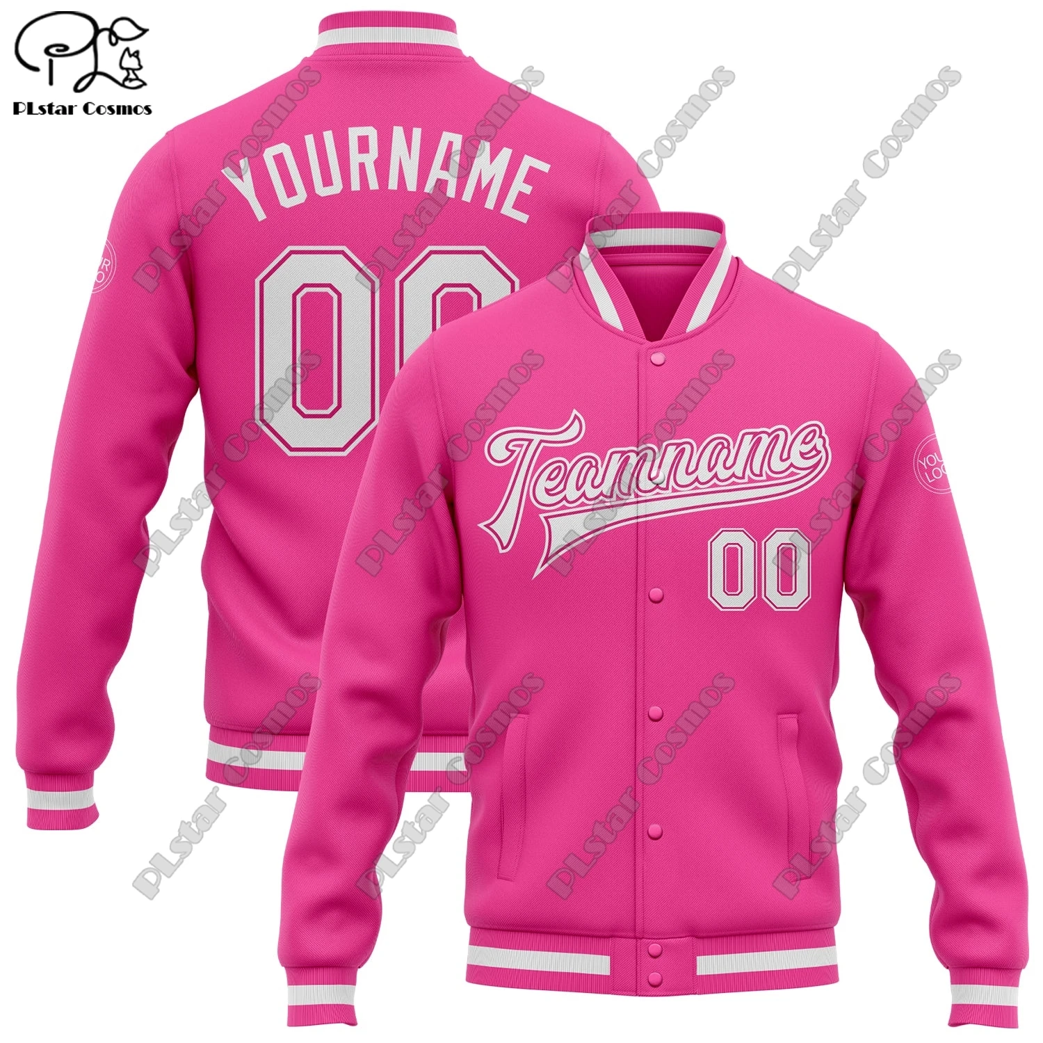 3D Printing Custom Name Logo Jacket Colorful Letters Aviator Full Snap Jacket Unisex Team Gift Winter New Arrival Series JK-11