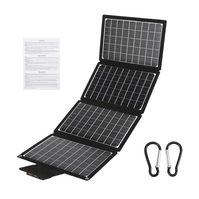 Outdoor 4Folds Solar Power Charging Bag Multifunctional Portable Solar Charging Panel Foldable Camping Tool High Power Output