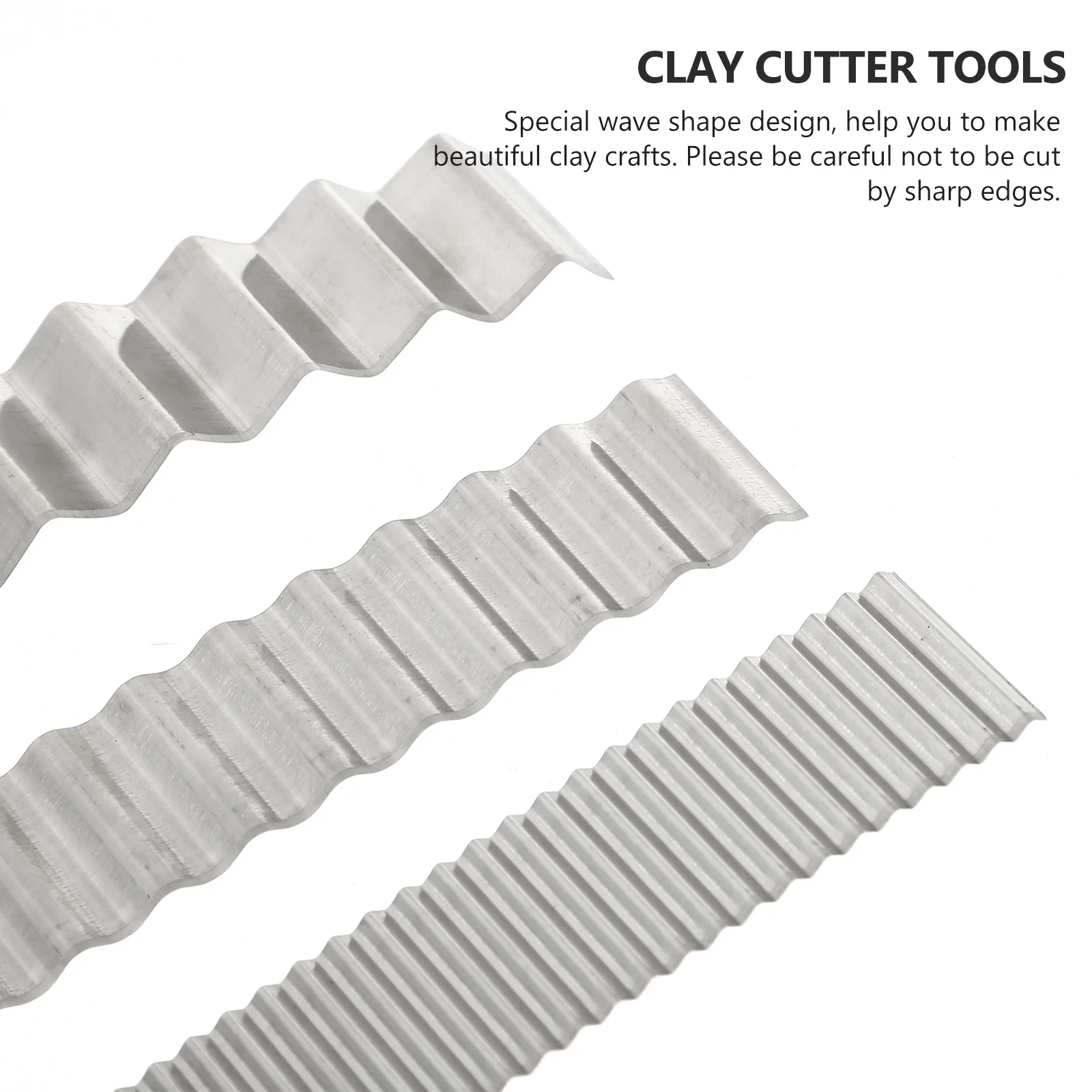 3Pcs Wave Shape Polymer Clay Cutter Set Thin Flexible Stainless Steel for Sculpting Shaping Modelling Craft Tools