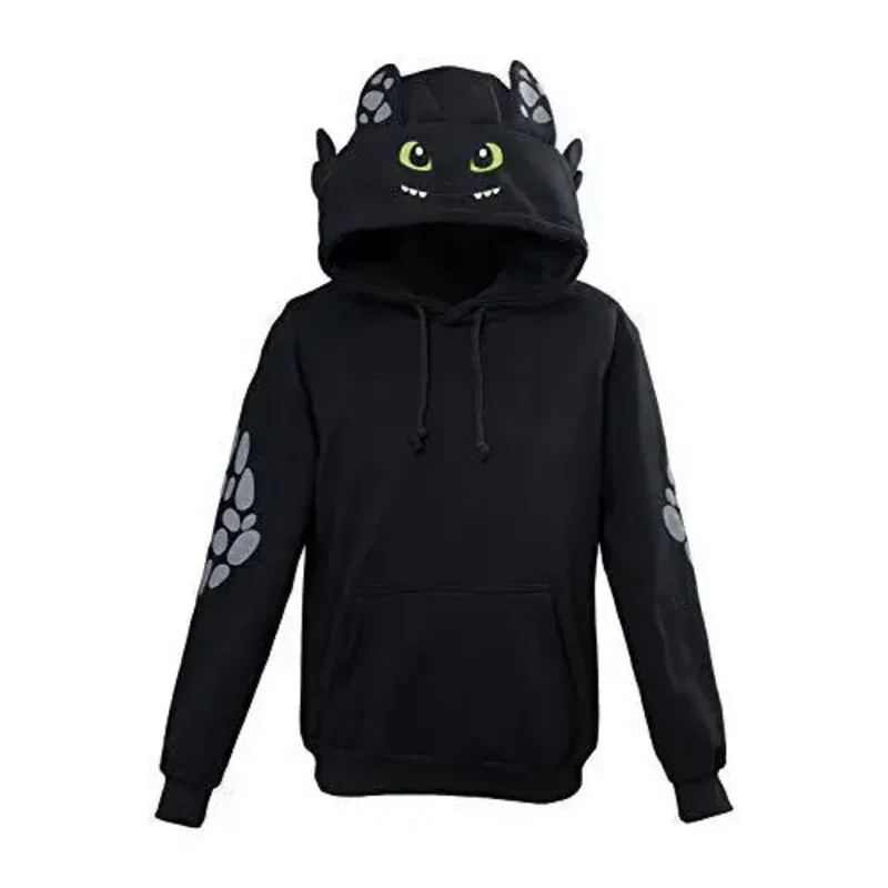 Nuevo adulto Unisex cómo entrenar a tu dragón sin dientes Cosplay Sudadera con capucha Casual negro pulóver chaquetas abrigo con capucha MN1