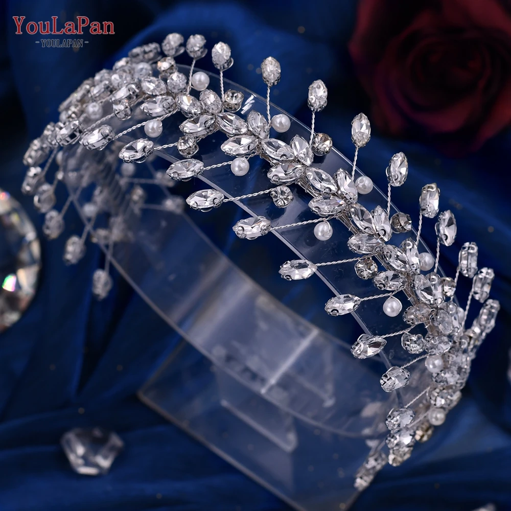 YouLaPan-Diadema con diamantes de imitación para mujer, accesorios para el cabello para novia, tocado de fiesta, tocado de boda elegante, HP351