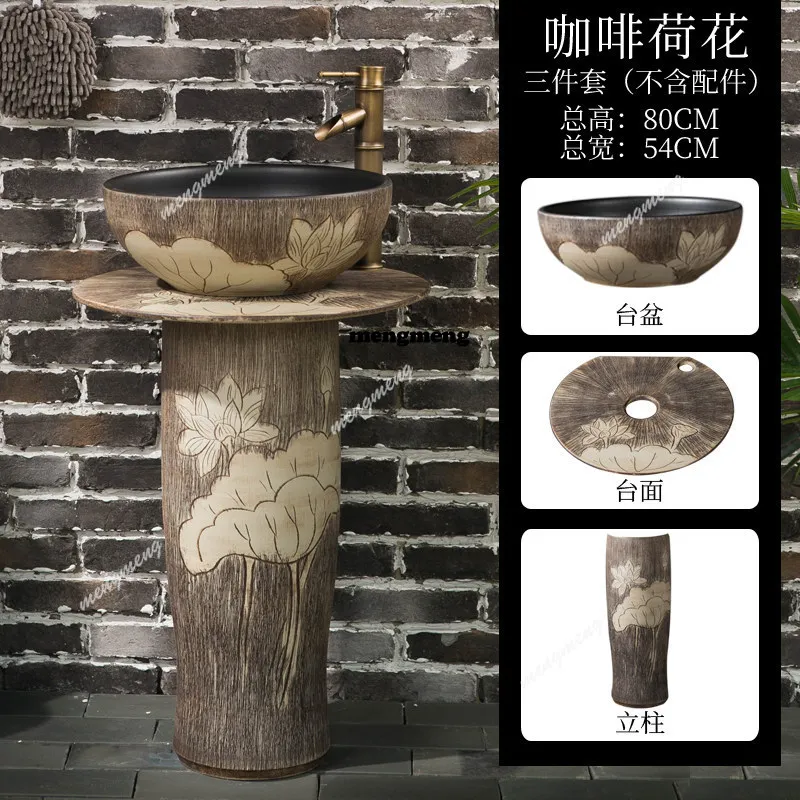 Balkon binnenplaats kolomwastafel geïntegreerde wastafel van vloer tot plafond, keramische wastafel voor buiten