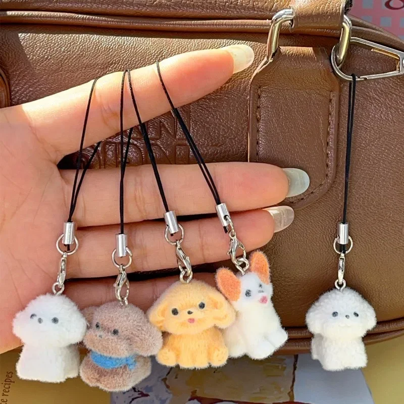 لطيف الكرتون الكلب الحيوان المفاتيح قلادة ظهره حلية زوجين الهدايا الهاتف الحبل يتدفقون القلطي سلسلة هواتف المفاتيح