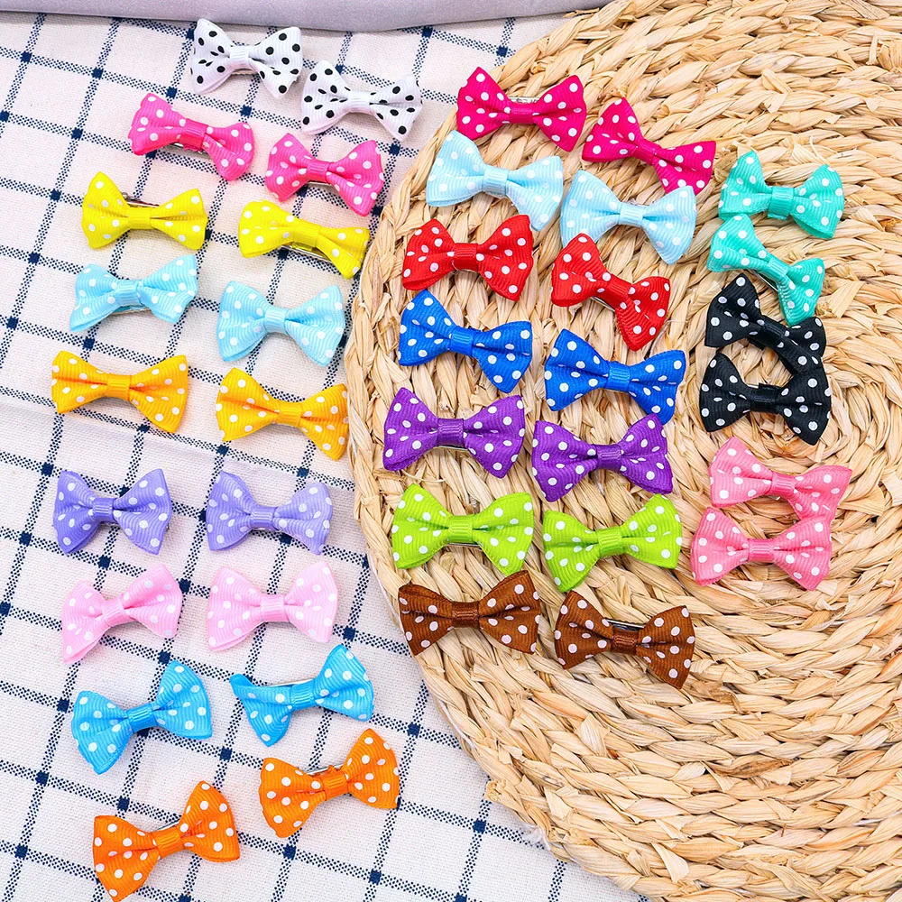 30Pcs Dot Pet Grooming Hair Clips Dog Cat Bows Hairpin Pet Girls Barrette for Small Dogs Supplies Pet Hair Grooming Accessories