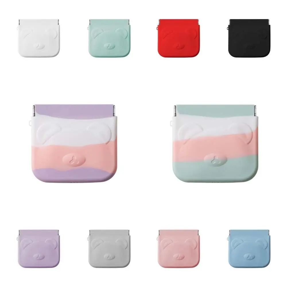 Portamonete orso in silicone tinta unita animale cartone animato borsa per rossetto con chiusura automatica di grande capacità porta carte piccola borsa