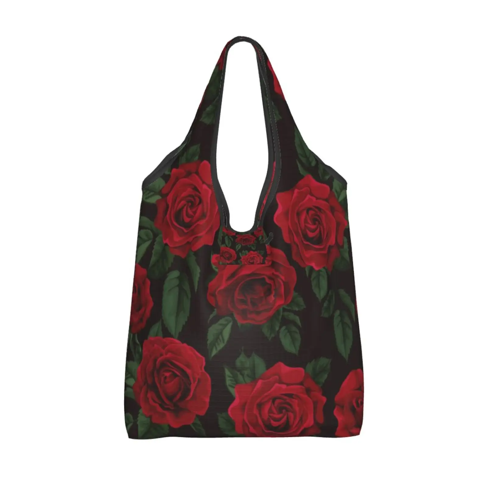 

Многоразовая сумка для покупок с принтом красной розы, складная сумка для продуктов, дорожная экологически чистая сумка для покупок с принтом
