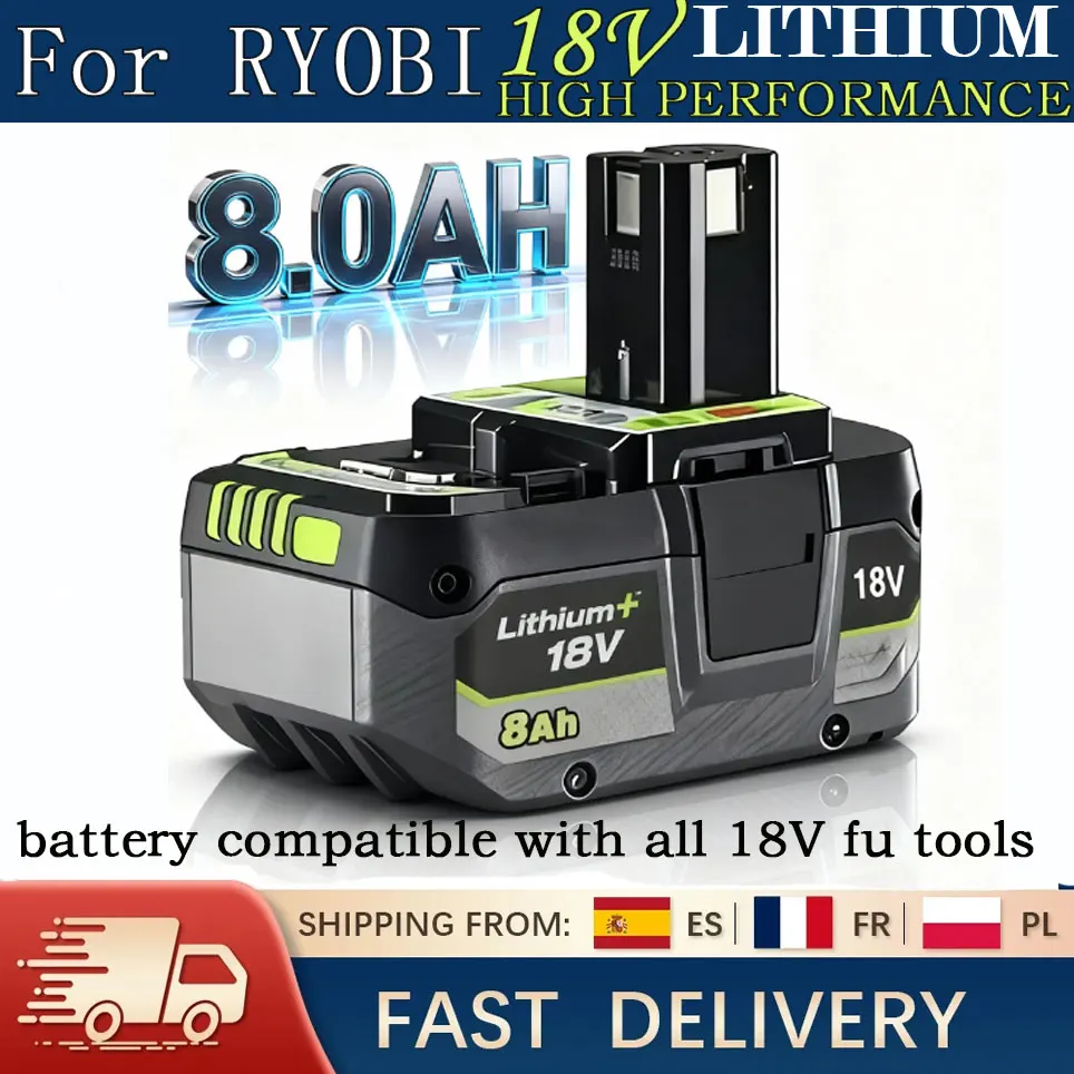 Utilisé pour la batterie au Lithium haute performance RYOBI 18V à faible auto-décharge, adaptée à tous les outils P104, P107 P109 P108