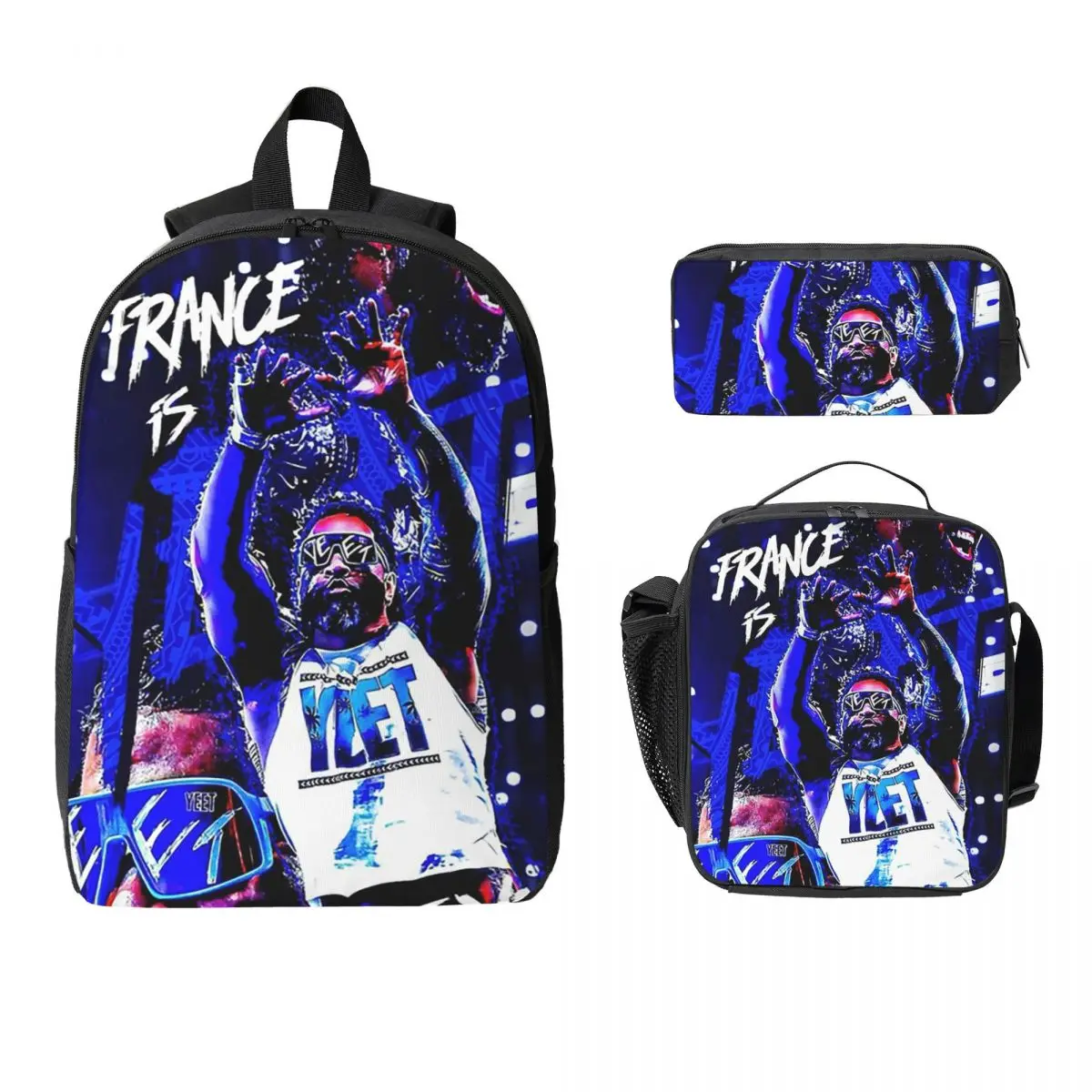 Jey Uso Yeet Art Backpack Student Boys Girls BookBag School Bag Laptop Shoulder Bags 3ps Insulated Lunch Bag Pencil Case