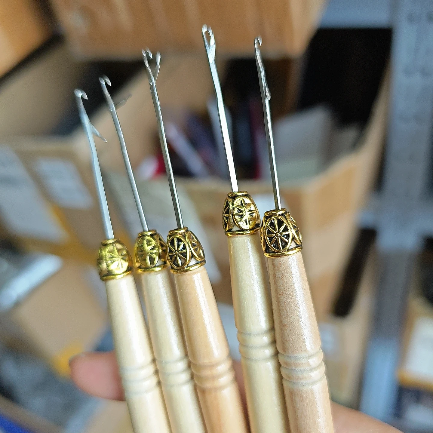 5PCS micro rings loop tool loop threader pulling needle used with hair plier and beads for human Hair Extension Installation