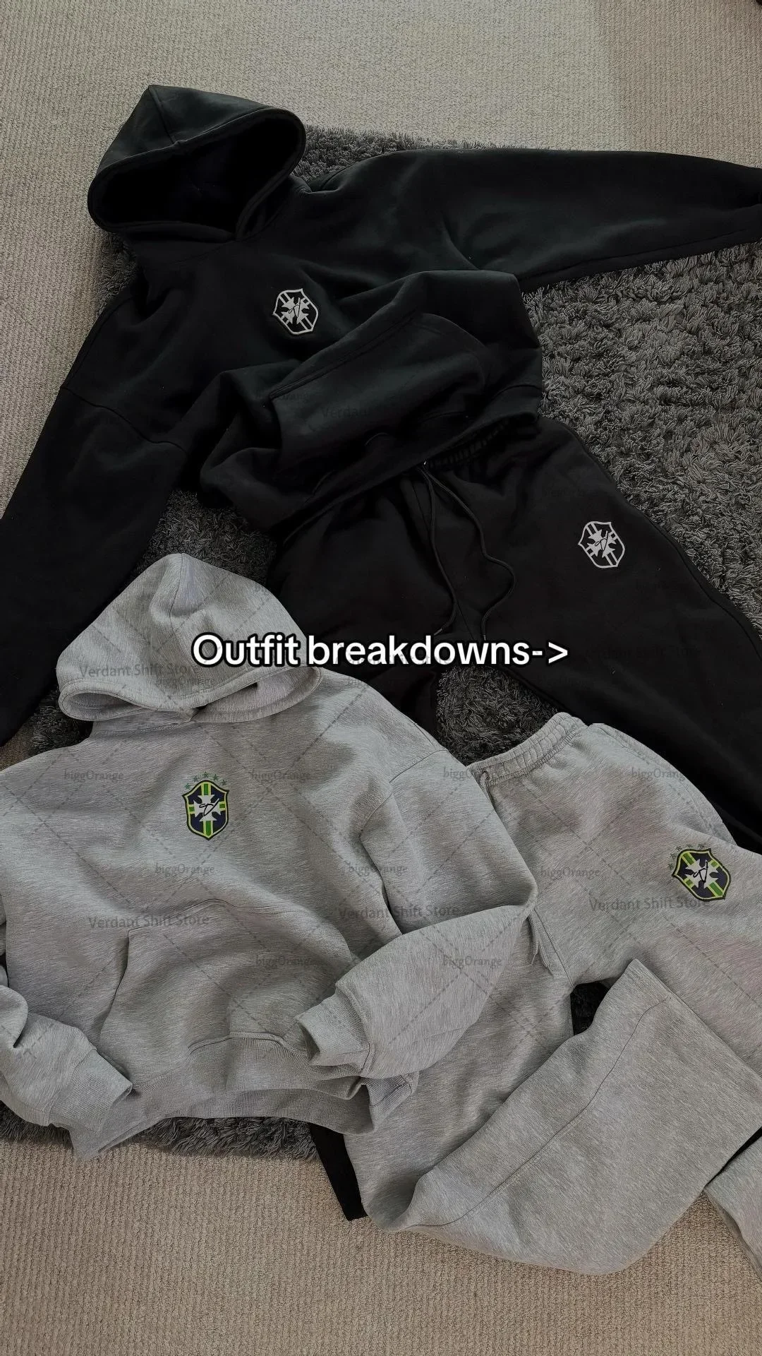

Men's And Women's Set Street hip-hop mix and match suit trend Gothic Harajuku personality couple hoodie Y2K casual loose suit