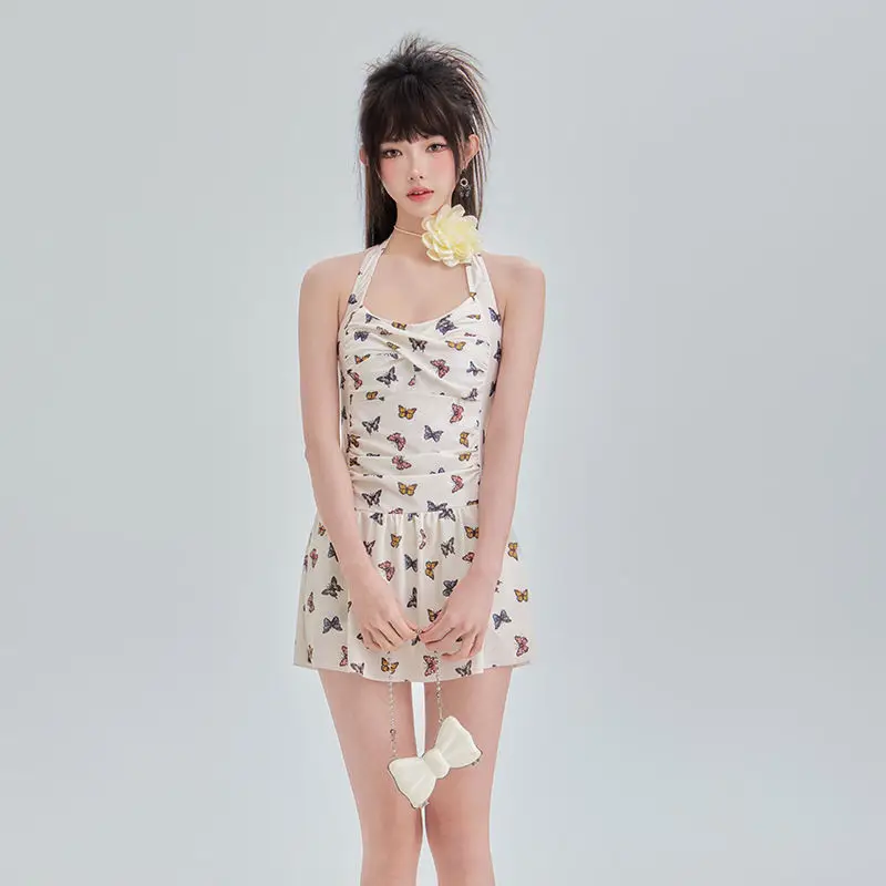 New Women's One-piece Flat Corner Conservative Korean Version of Hot Spring Small Fresh Skirt Swimsuit