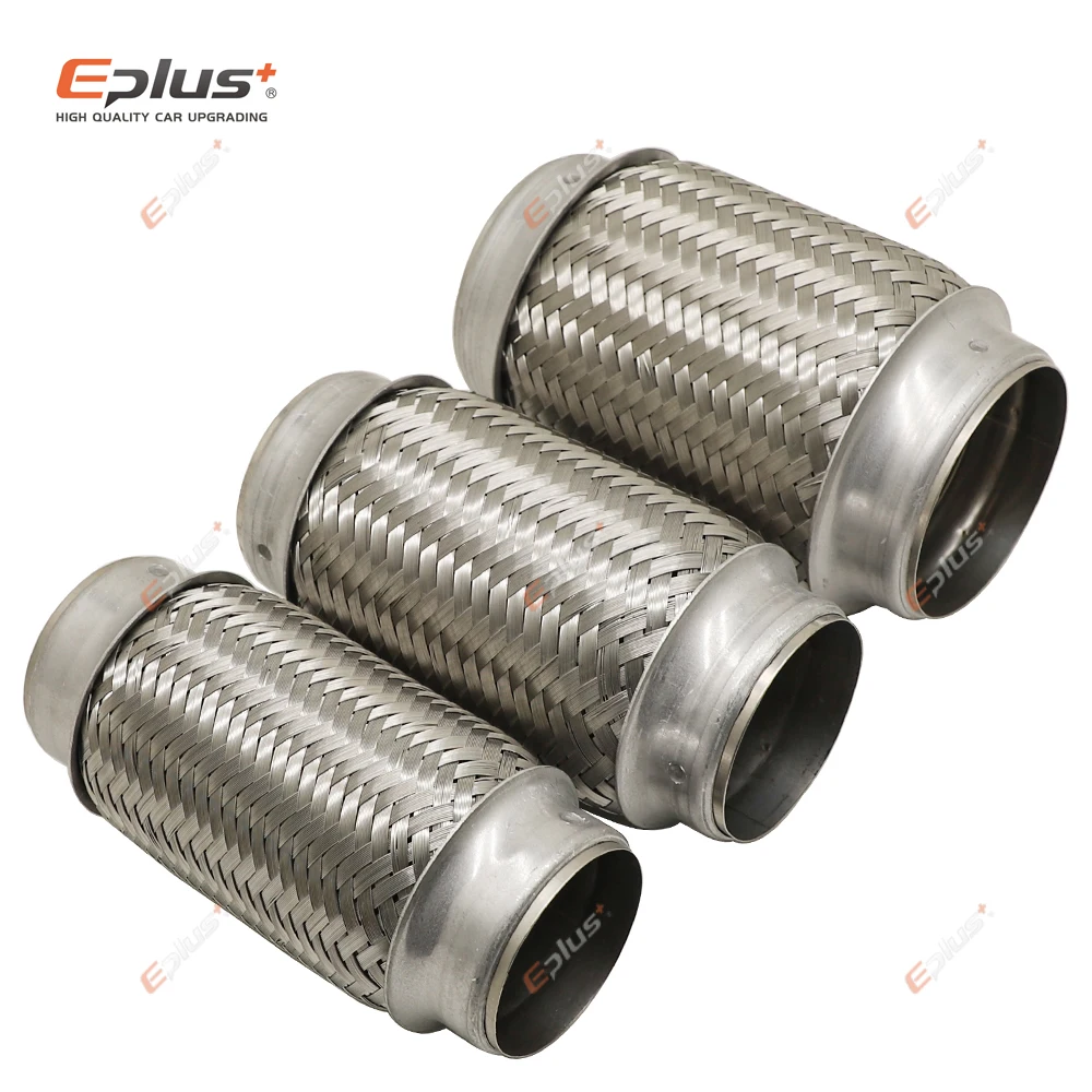 EPLUS Tube d'échappement universel pour voiture, raccord flexible télescopique, soufflet tressé, connecteur de tuyau de silencieux en acier inoxydable soudé