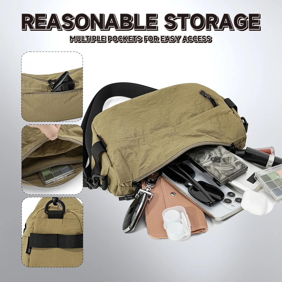 Outdoor Shoulder Bag Nylon Canvas Crossbody Mobile Phone Bag for Women Simple Solid Color Versatile Casual Lightweight Mini Small Crossbody Bag for Students