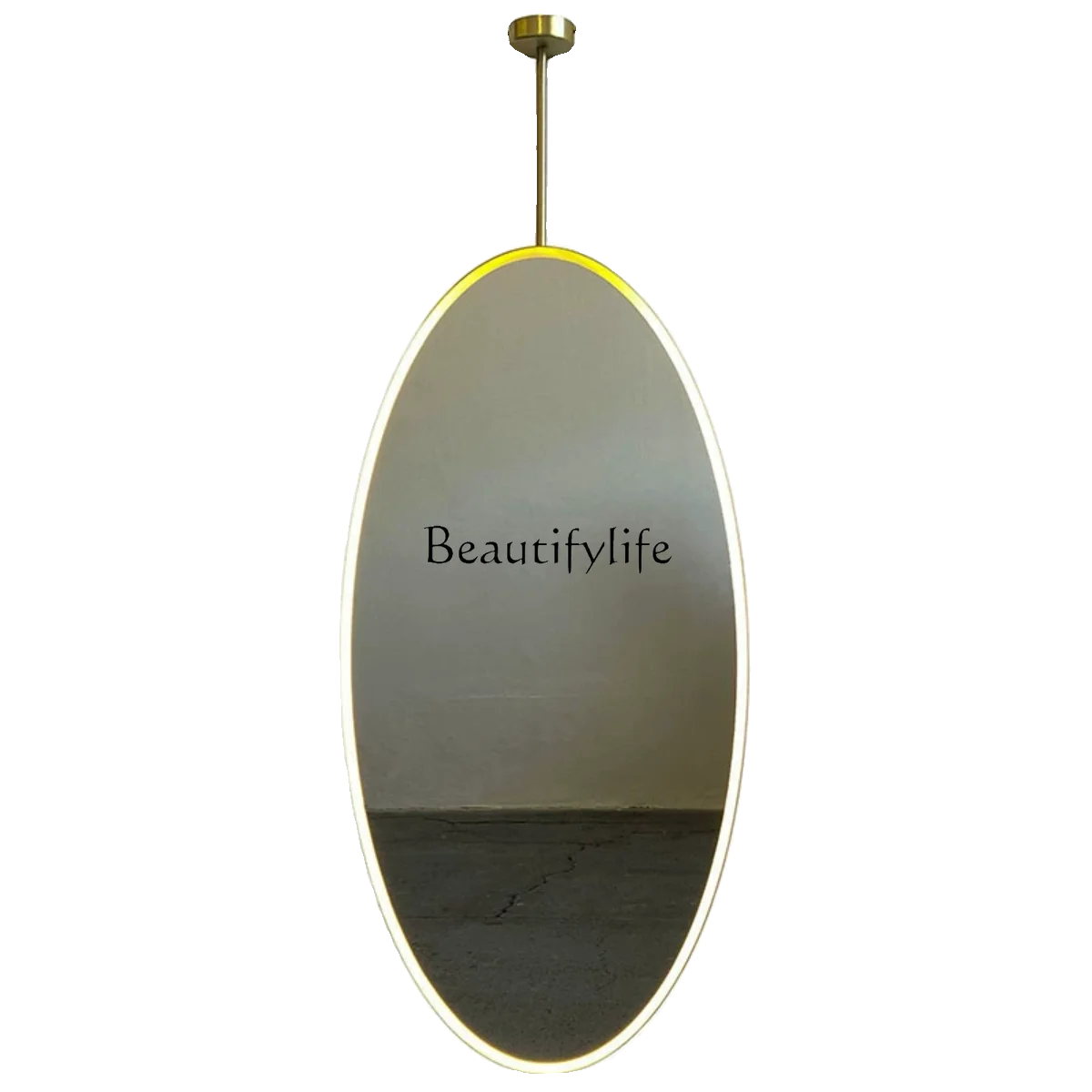 

Hanging Rod Oval Bathroom Stainless Steel Bathroom Illustration on Back Touch Smart Mirror