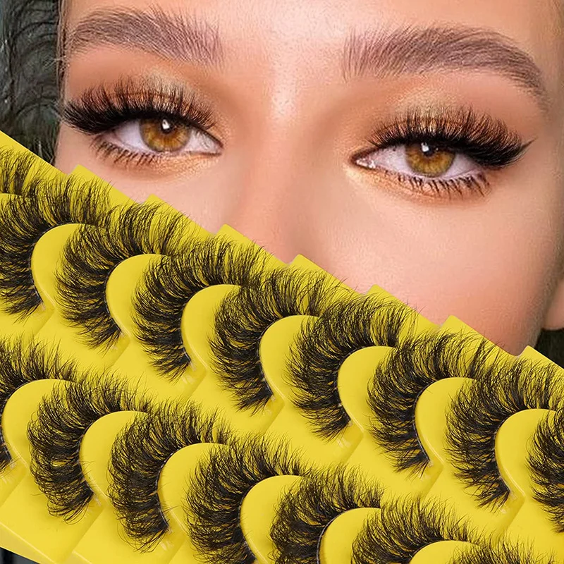 10 pairs of natural, fluffy, thick, transparent false eyelashes to enhance your makeup and make your eyes look more beautiful