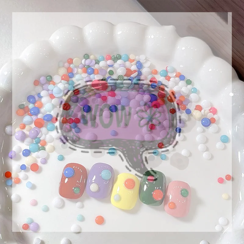 【HBA】Fashion Colorful Polka Dots Nail Art Summer Dopamine 3D Resin Nail Decorations 100pcs