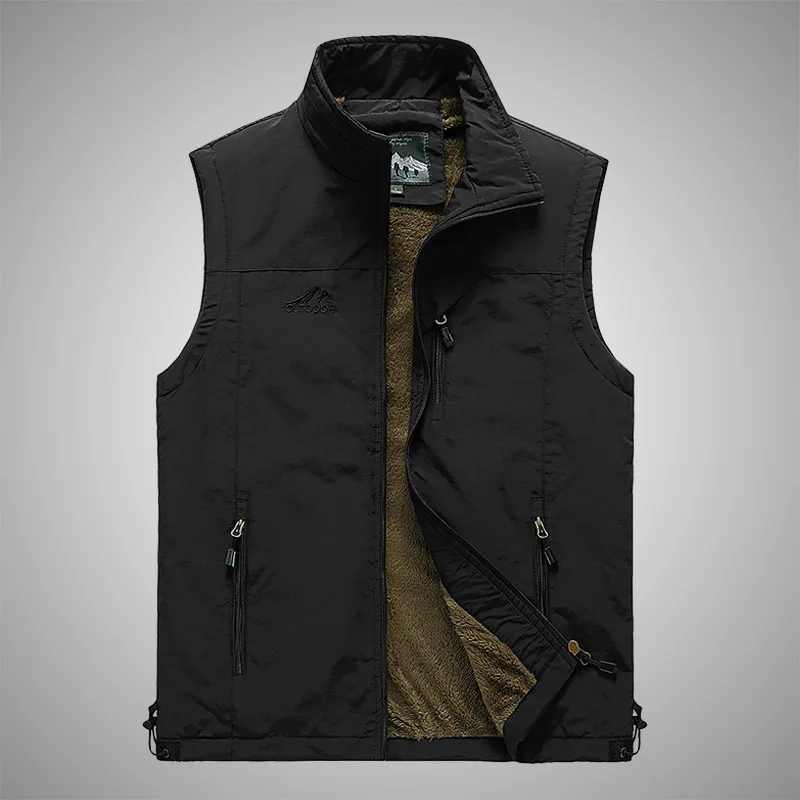 Plus Size M-6XL New Arrival Winter Fleece Fishing Vest for Men Outdoor Photography Hiking Sleevelsss Jacket Man Waistcoat VT-321