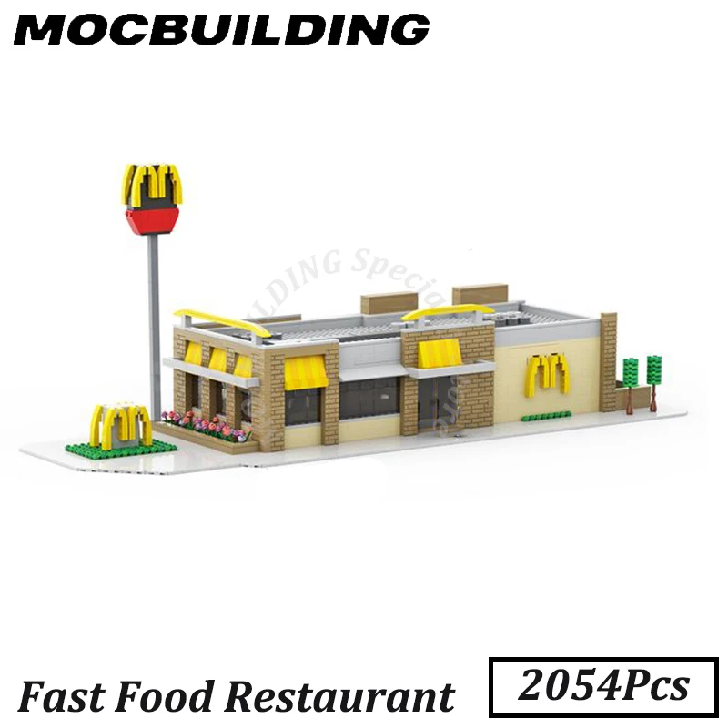 

Fast Food Restaurant Model City Street View Display Moc Building Block Model Set DIY Brick Toy Gift Christmas Present