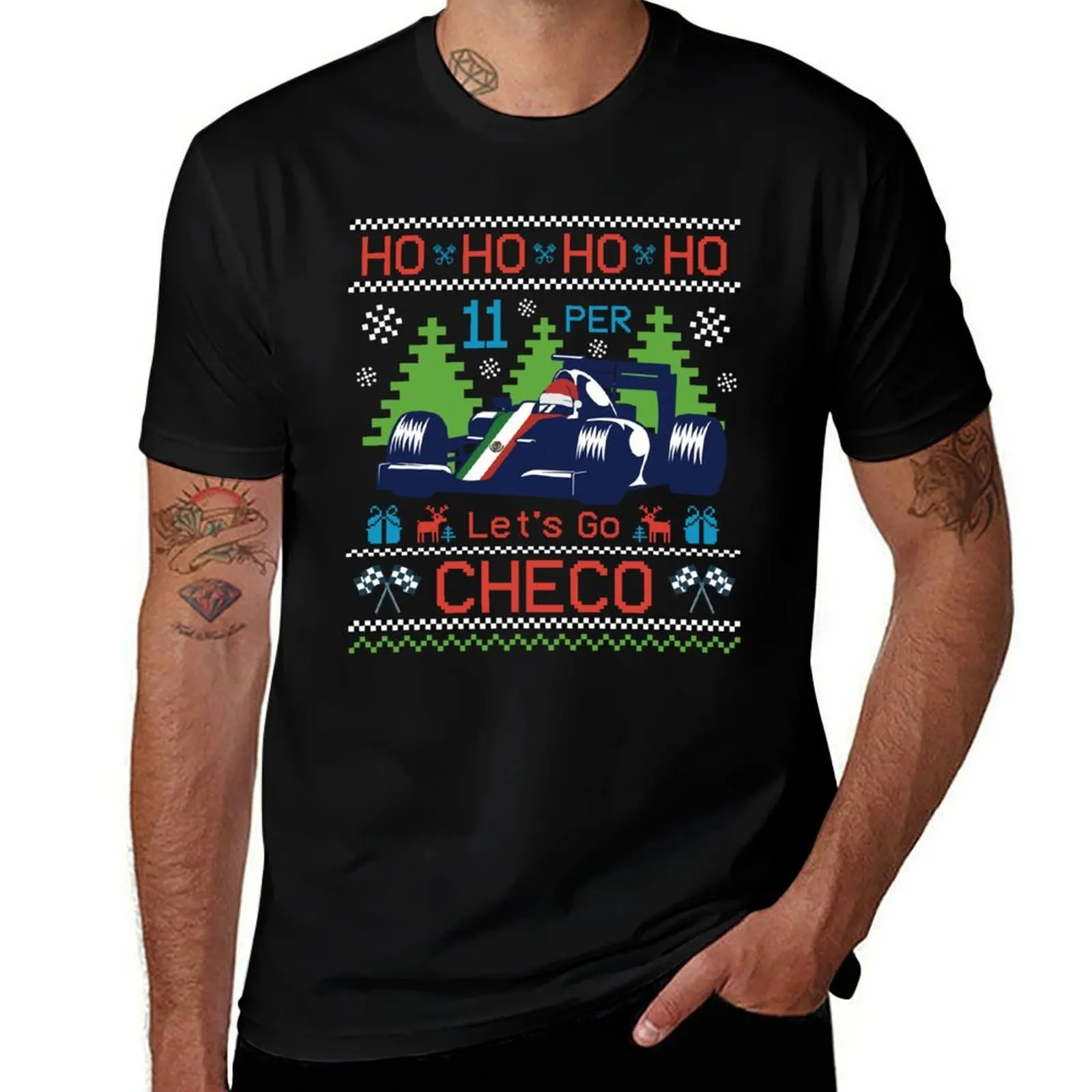 Checo Perez Ugly Christmas Sweater T-Shirt Independence Day Short Sleeve T-Shirt