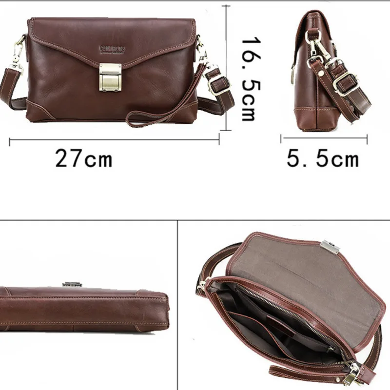 Fashion British Style Top Layer Cowhide Multifunctional High End Password Lock Handheld Baotou Layer Casual Leather Shoulder Bag