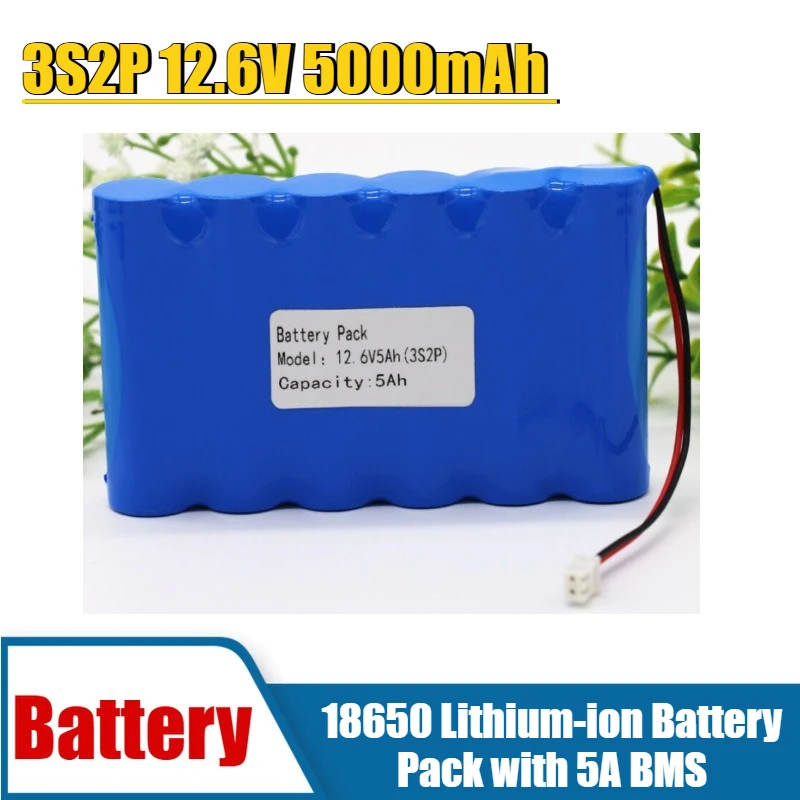 

3S2P 12.6V 5000mAh 18650 Lithium-ion Battery Pack with 5A BMS