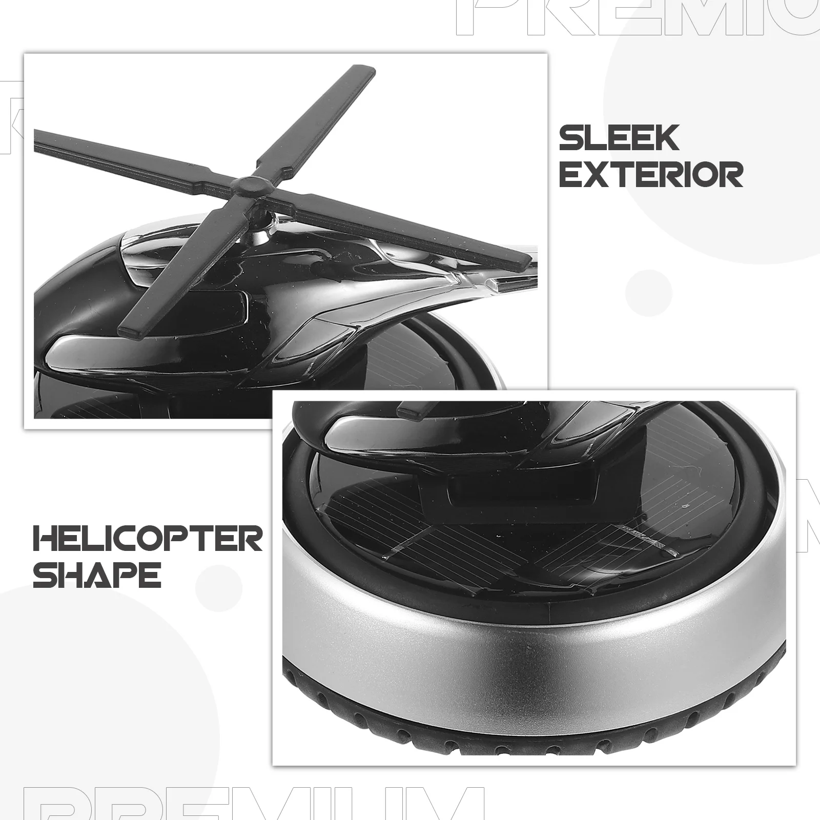 

Solar Helicopter Aroma Diffuser Silver Dashboard nament Creative Design Interior Car Accessories Airplane Decor Stylish ABS