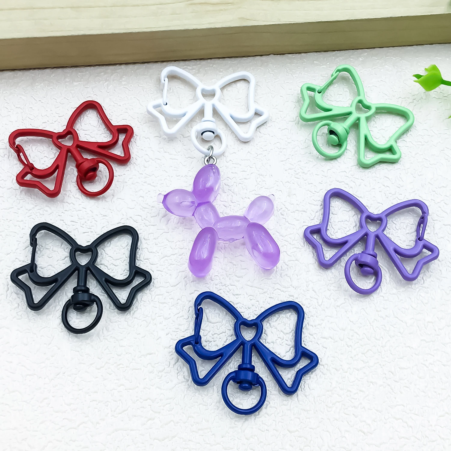 10pcs 32.5x39mm Color Matte Bow Swivel Lobster Clasps Cute Bow Shaped Snap Hooks For DIY Keychain Bag Charm Jewelry Making view 6