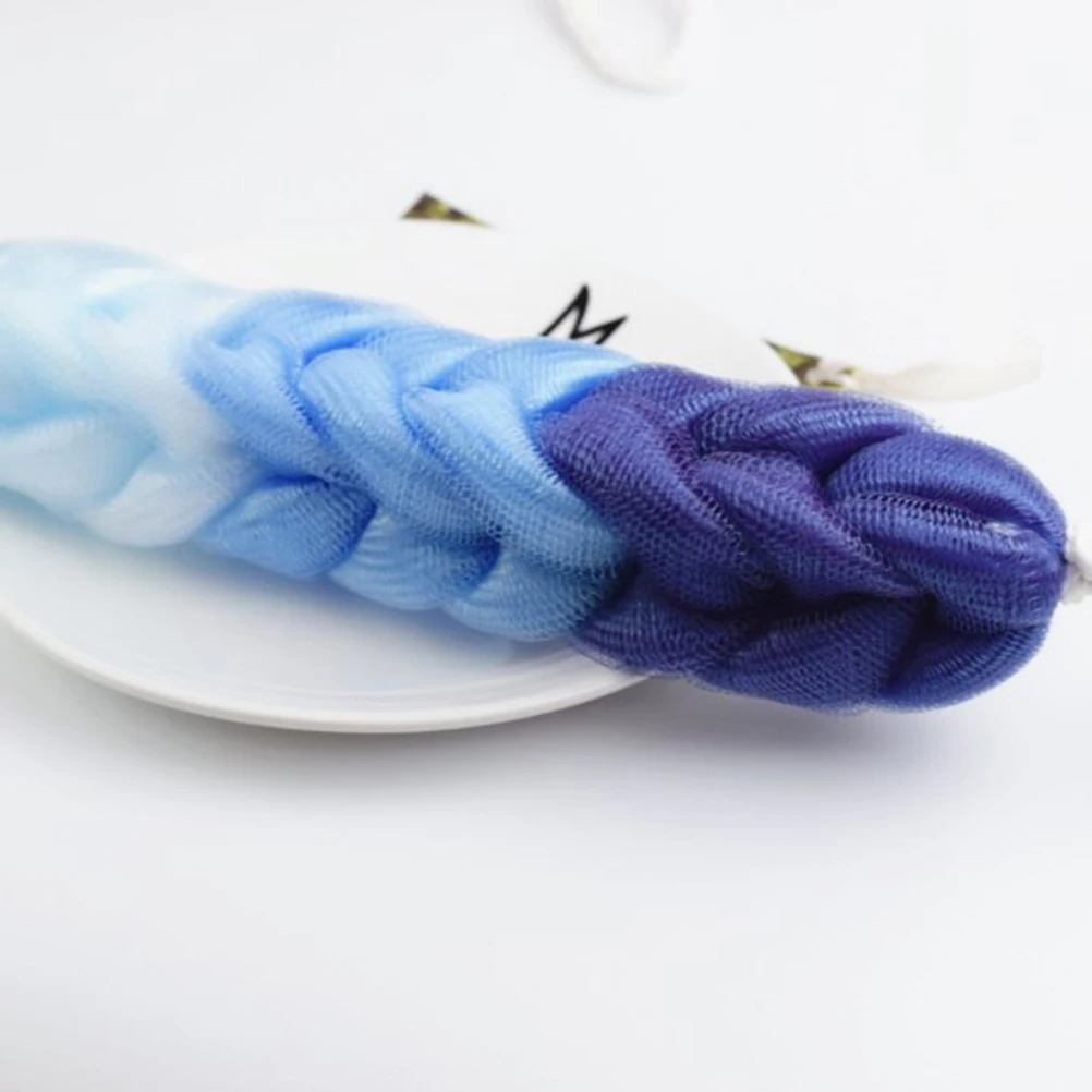 3 stks Premium Bad Poef Exfoliërende Mesh Spons Rekbare Lange Rug Scrubber Dubbelzijdig Gradiënt Paars Groen Bad