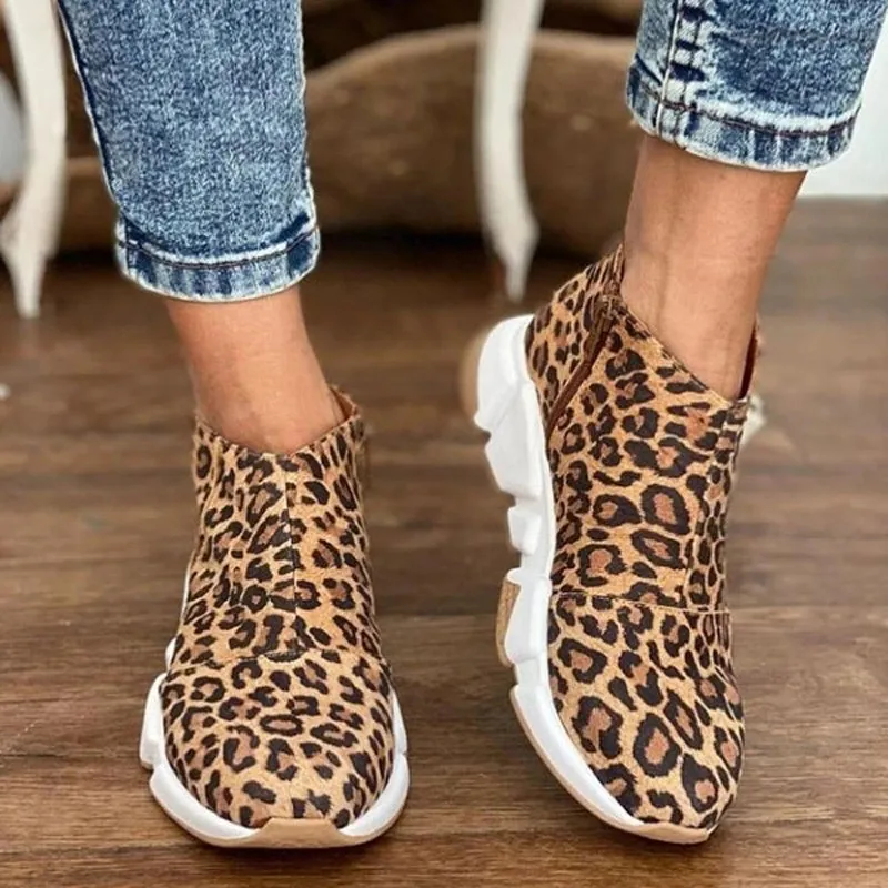 Sneaker Autumn New Women\'s Fashion Casual Leopard Shoes Platform Ladies Sneakers Low Top Shoes Plus Size 35-43 Zapatos De Mujer