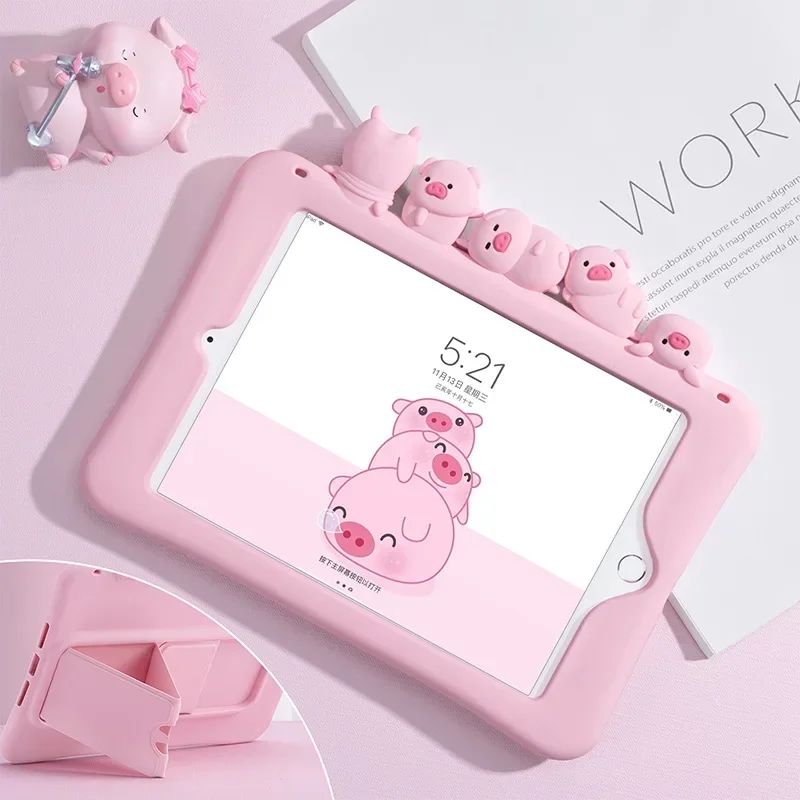 Ipad2022 New Piggy Cute Protective Cover Air4/5 Children's Mini2/3th Tablet for  Ipad9