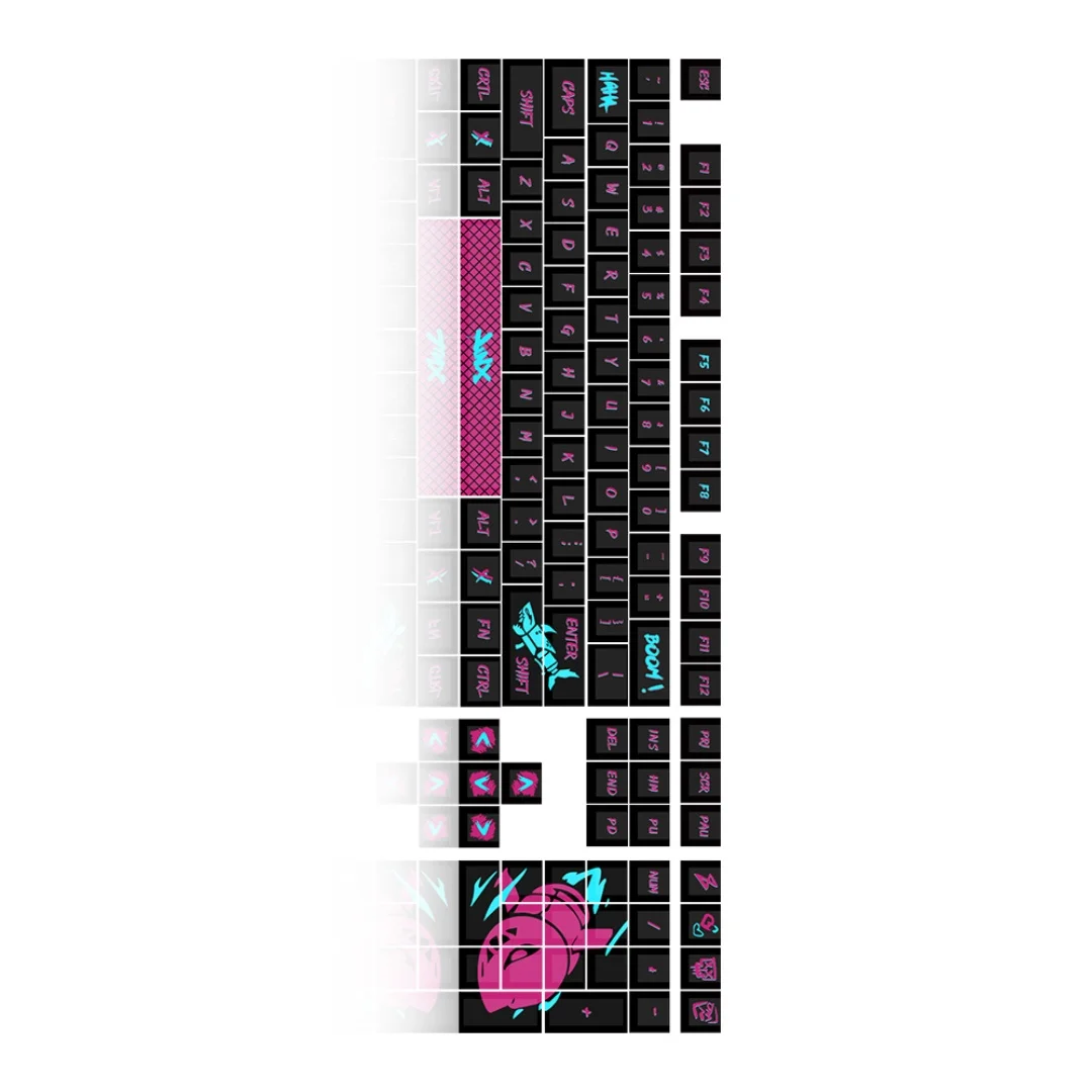 131 Keys For LOL Jinx Keycap Set  PBT With character designs  Custom Wireless keycaps For MX Switch Custom Mechanical Keyboard