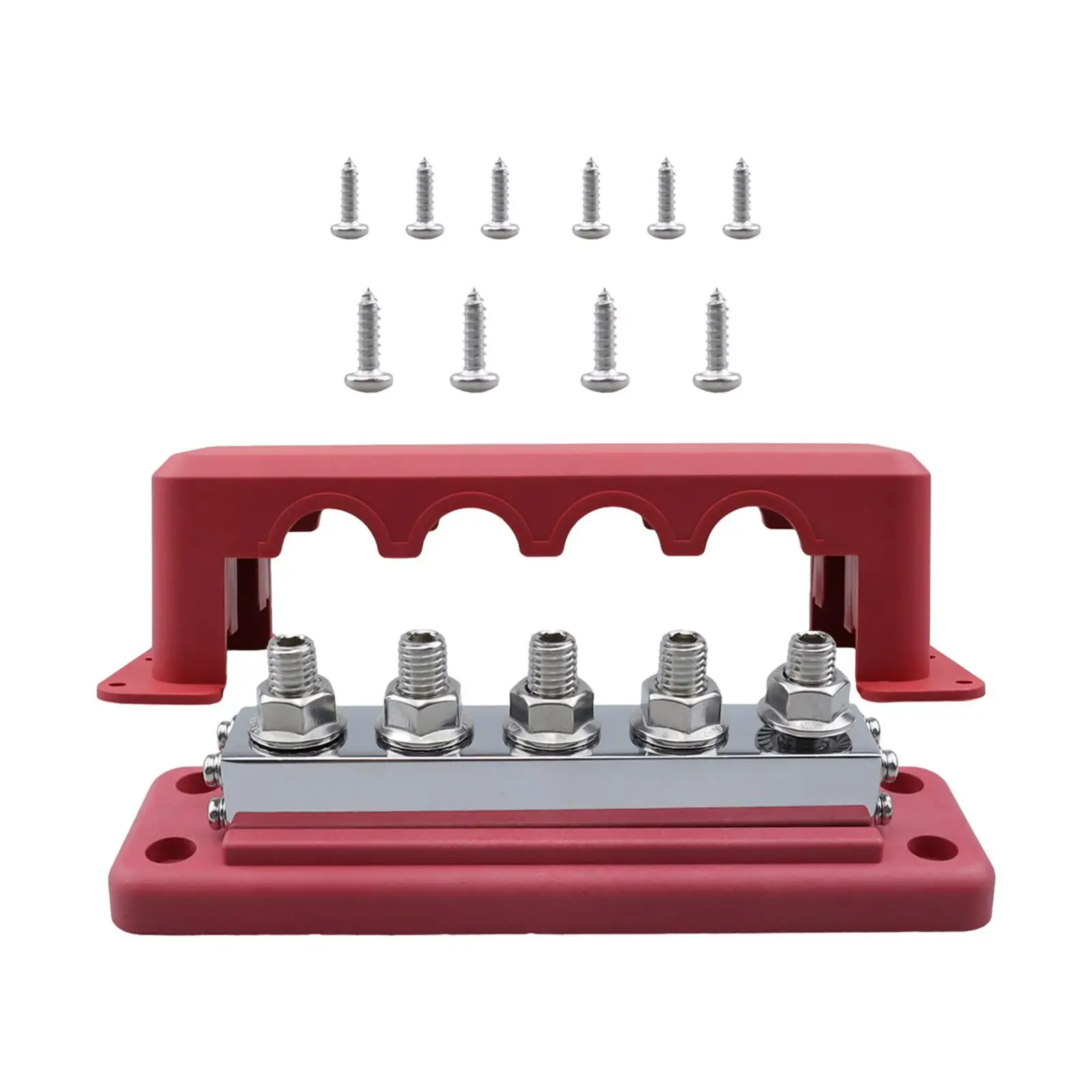 5 Stud Terminal Block Bus Bar 600A Copper Nylon Power Distribution Junction Block for Automotive Marine Applications