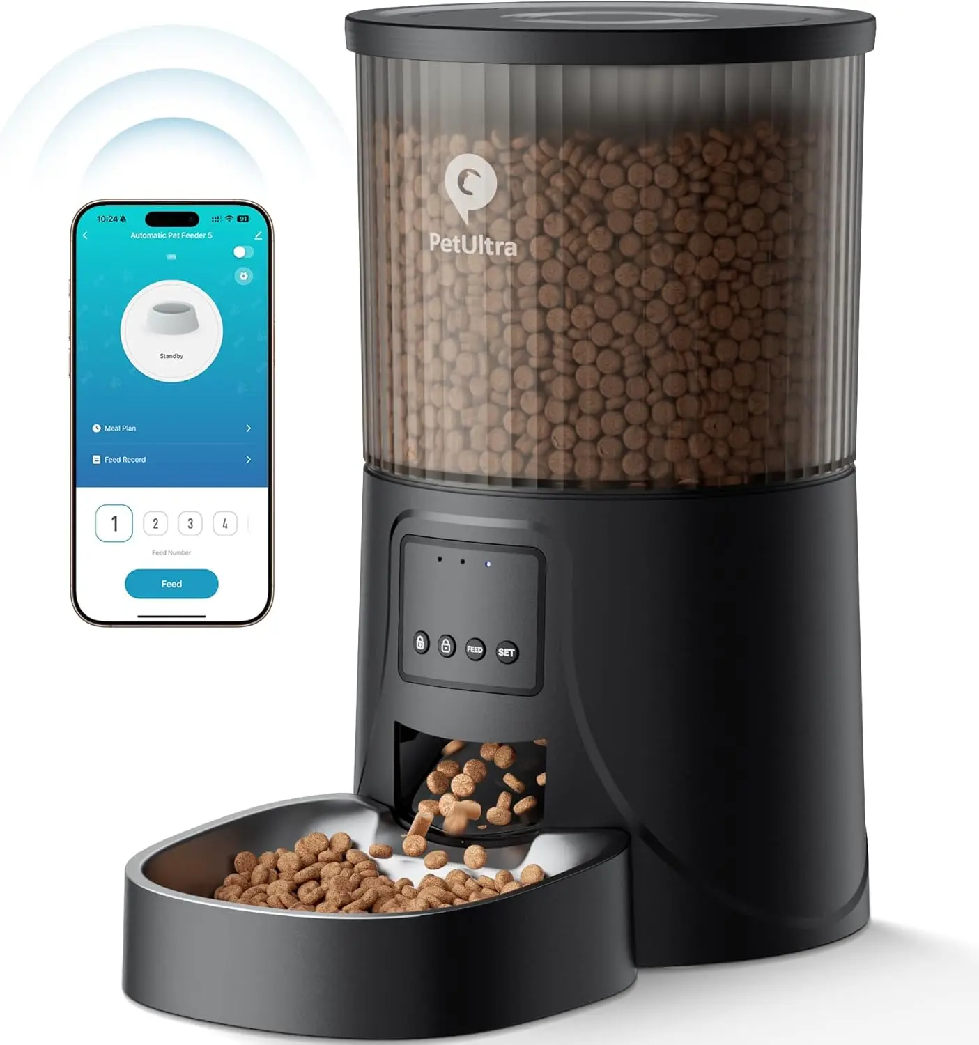 

Smart WiFi Pet Feeder with App Control, Dual Power, Fresh Food Storage for Cats and Small Dogs
