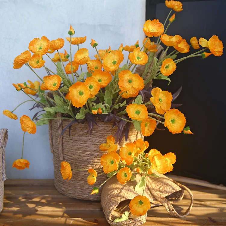 

Artificial Flowers Poppy with 4 Heads Simulation Florals for Home Wedding Decoration Bouquet Arrangement Creative Ornament
