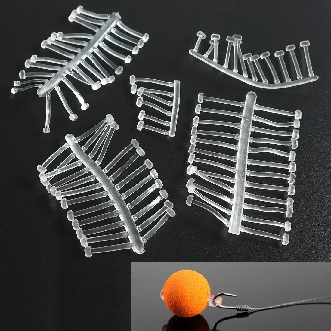 120Pcs/5Sheet Carp Fishing Hair Rig  Bait Stop Pop Up  Stoppers Clear Color Boilie Inserts  Tools