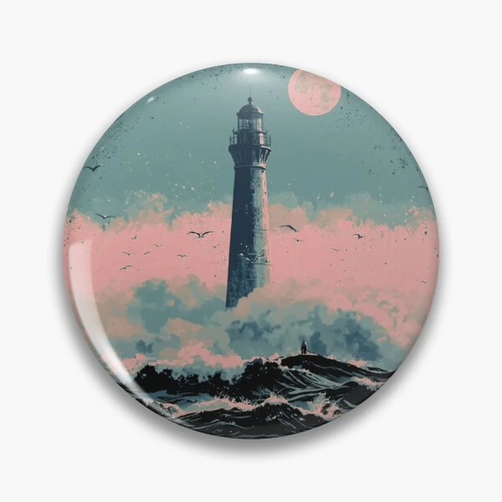 Widows Bay Where The Sea Keeps Secrets | Vintage Lighthouse Coastal Mystery T-Shirt Pin Holographic Star Heart Pin Brooches Lami