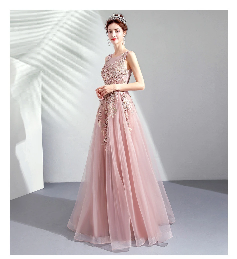 Banquet Evening dresses blush bridesmaid dress Party dress Vestidos de noche juveniles Prom dresses Peach bridesmaid dresses