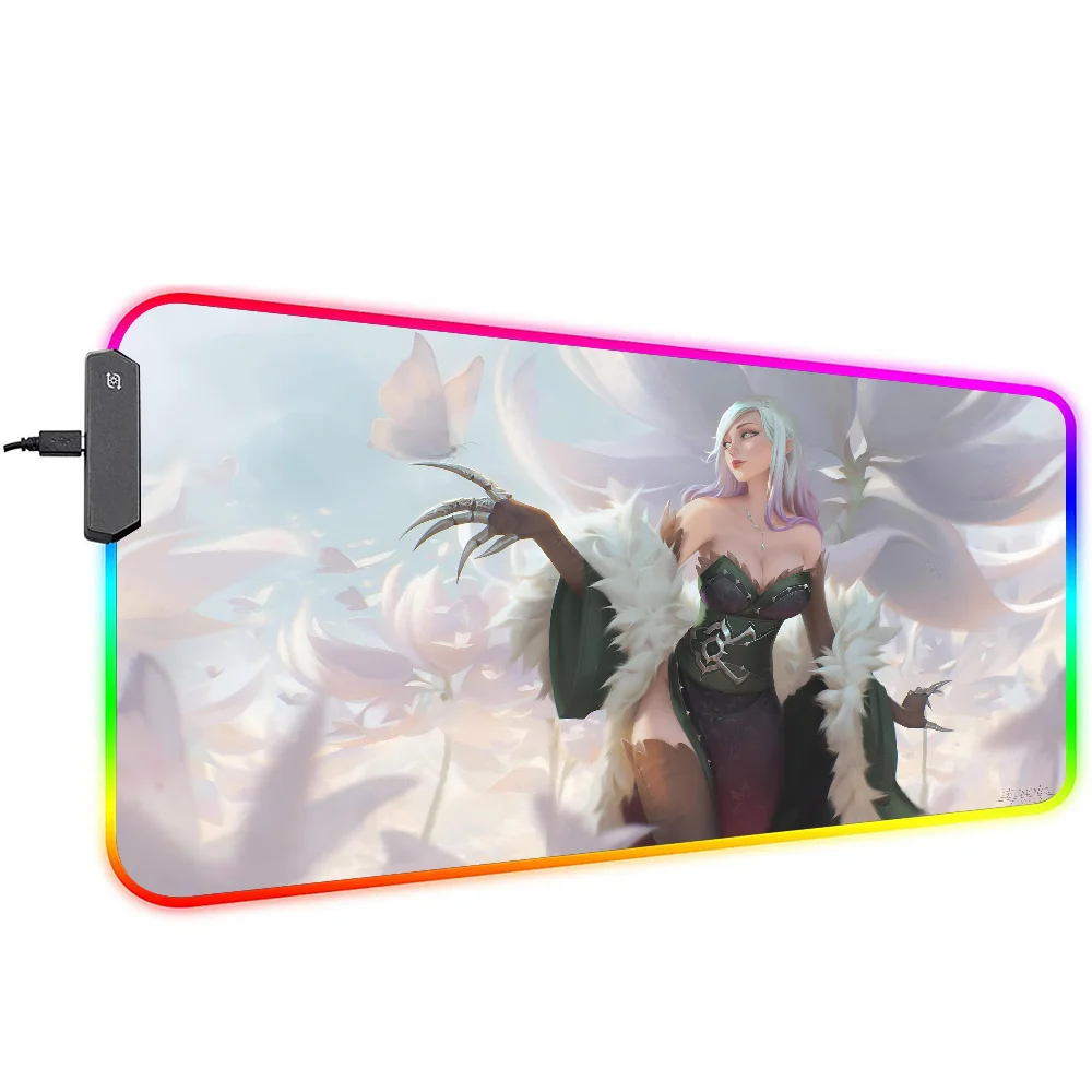 Anime Girl Dao Trong Le Mousepad XXL RGB Gaming Mouse Pads HD Black Gamer Accessories Large LED