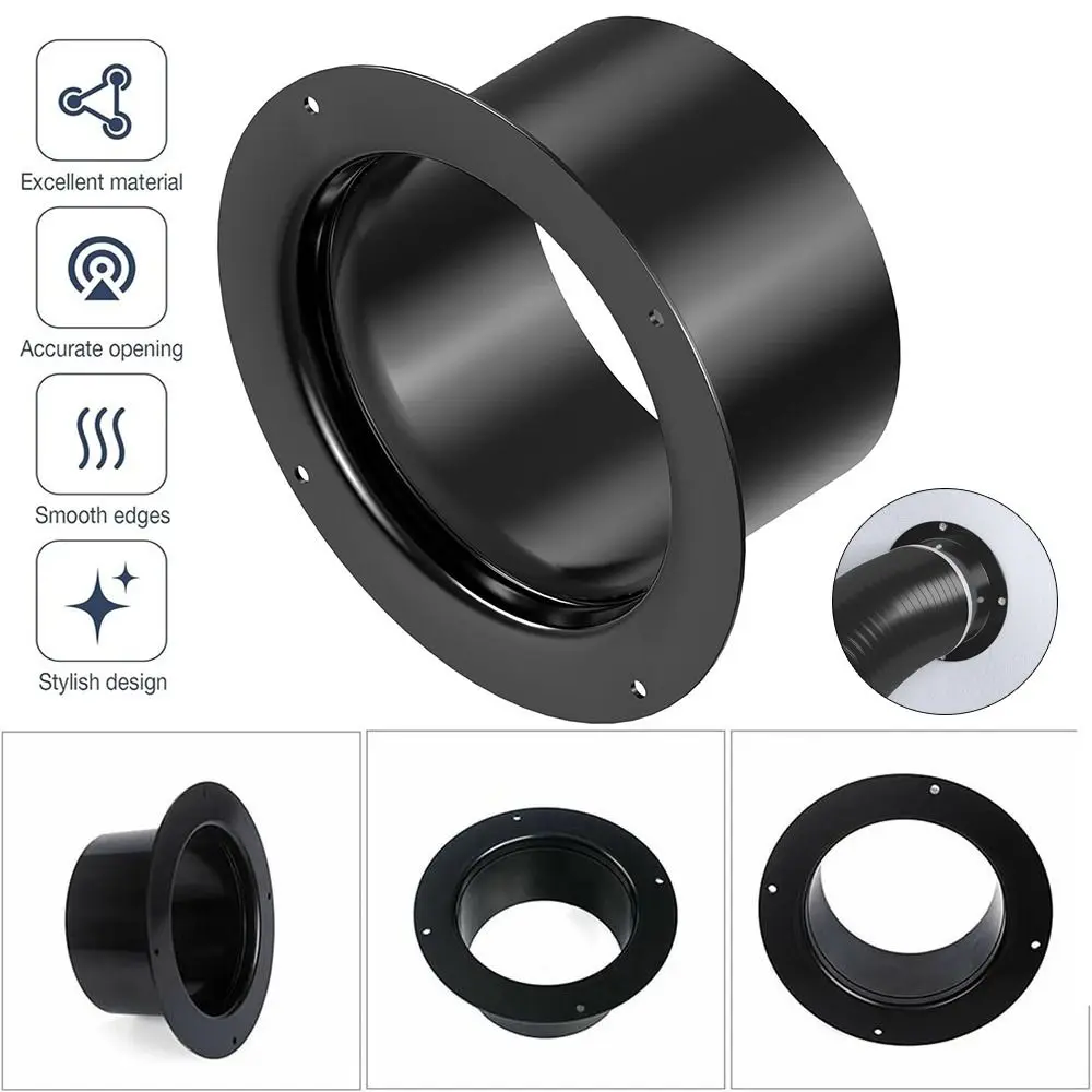 

Fan Connection Round Wall Flange Connector Black Plastic Ventilation Pipe Joint Vent Pipe Adapter Ventilation Pipe