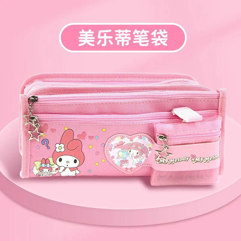 Sanrio Anime Cartoon Series Lápis Case, Grande Capacidade Pen Pouch, Estojo de papelaria, Presentes bonitos, Cinnamoroll, Mymelody, Kuromi, Moda