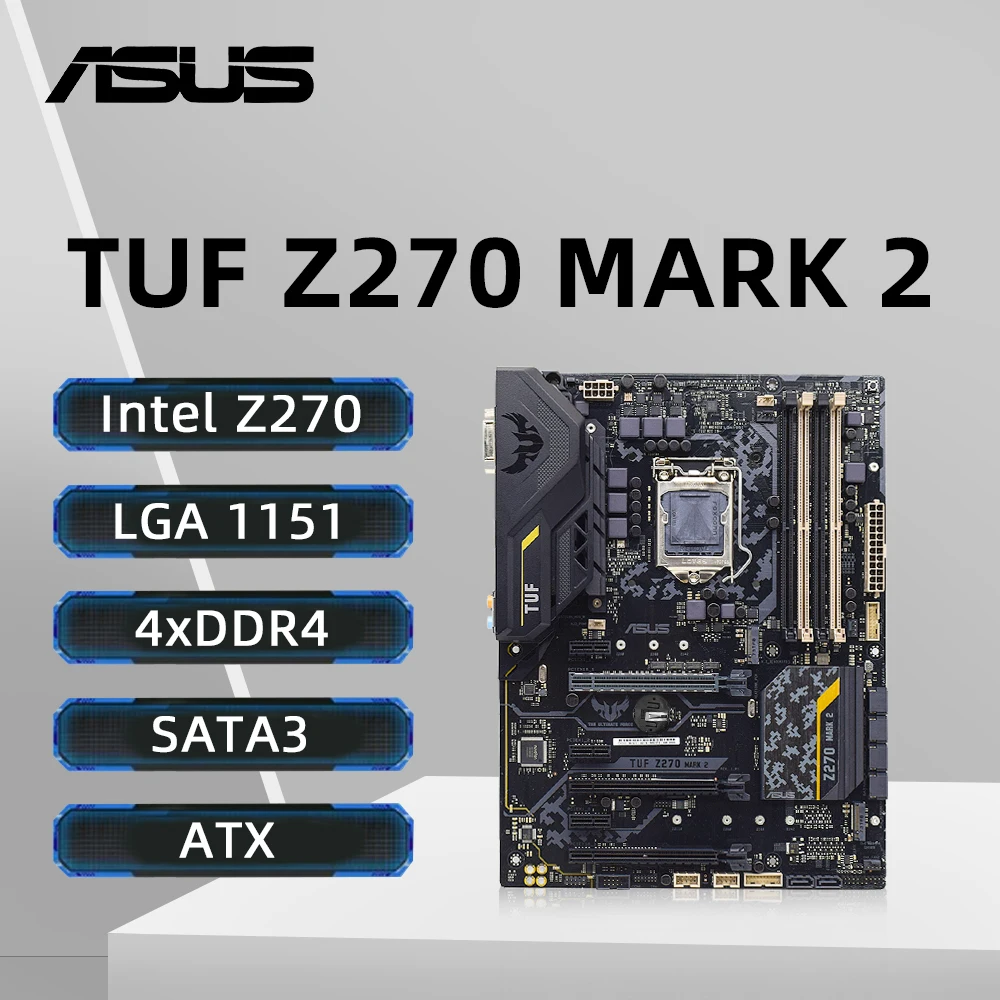 ASUS TUF Z270 MARK 2 Motherboard Support i7-7700K 6700 i5-7600 6500 i3-7300 CPU LGA1151 DDR4 3733+(OC) M.2 PCIe3.0 ATX Mainboard