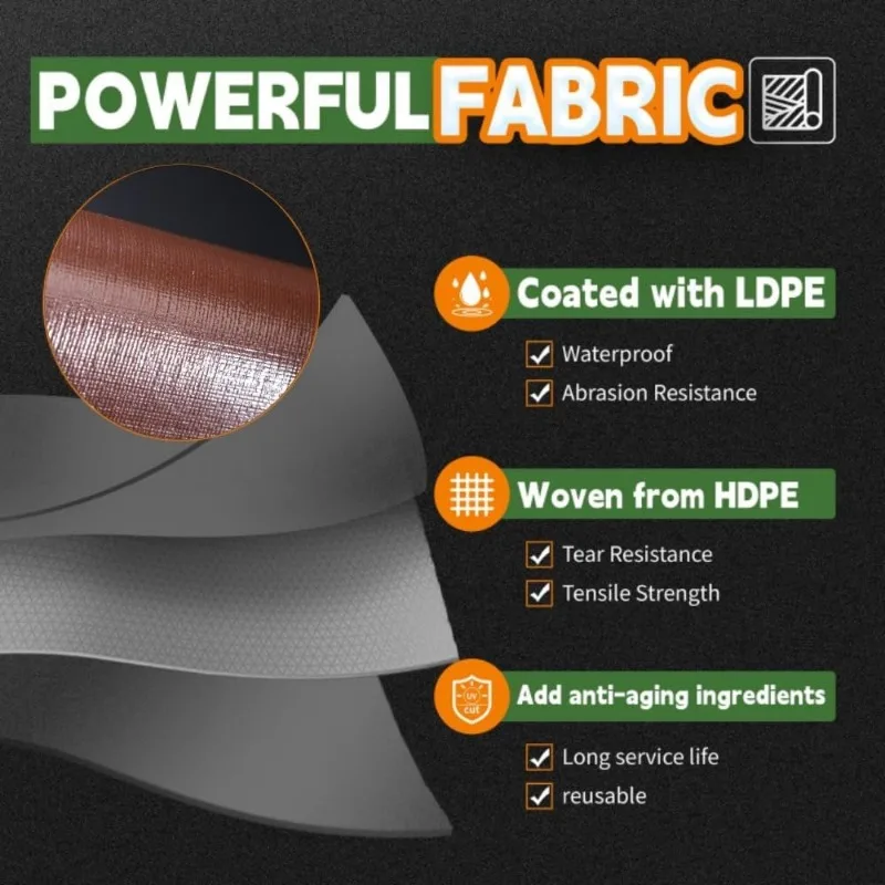 2025 20x30 Feet Super Heavy Duty Tarp 18 Mil,   Poly Tarp with Grommets and Reinforced Edges, Brown/Gray Tarp