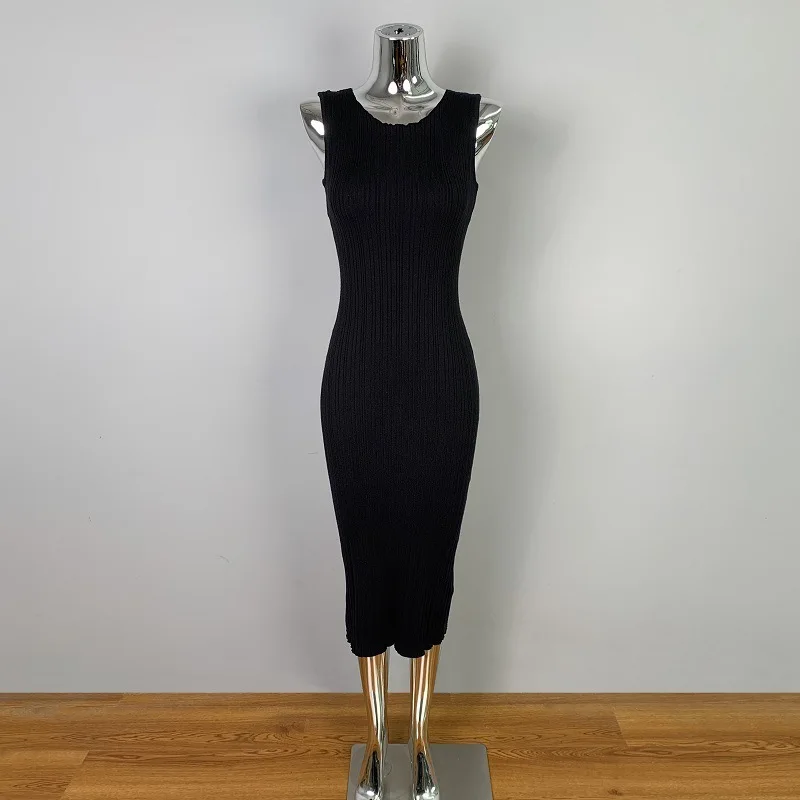 Coreano elegante sottile femminile puro desiderio stile sexy corpo-miglioramento abito senza maniche lavorato a maglia per le donne moda sexy top LVV8