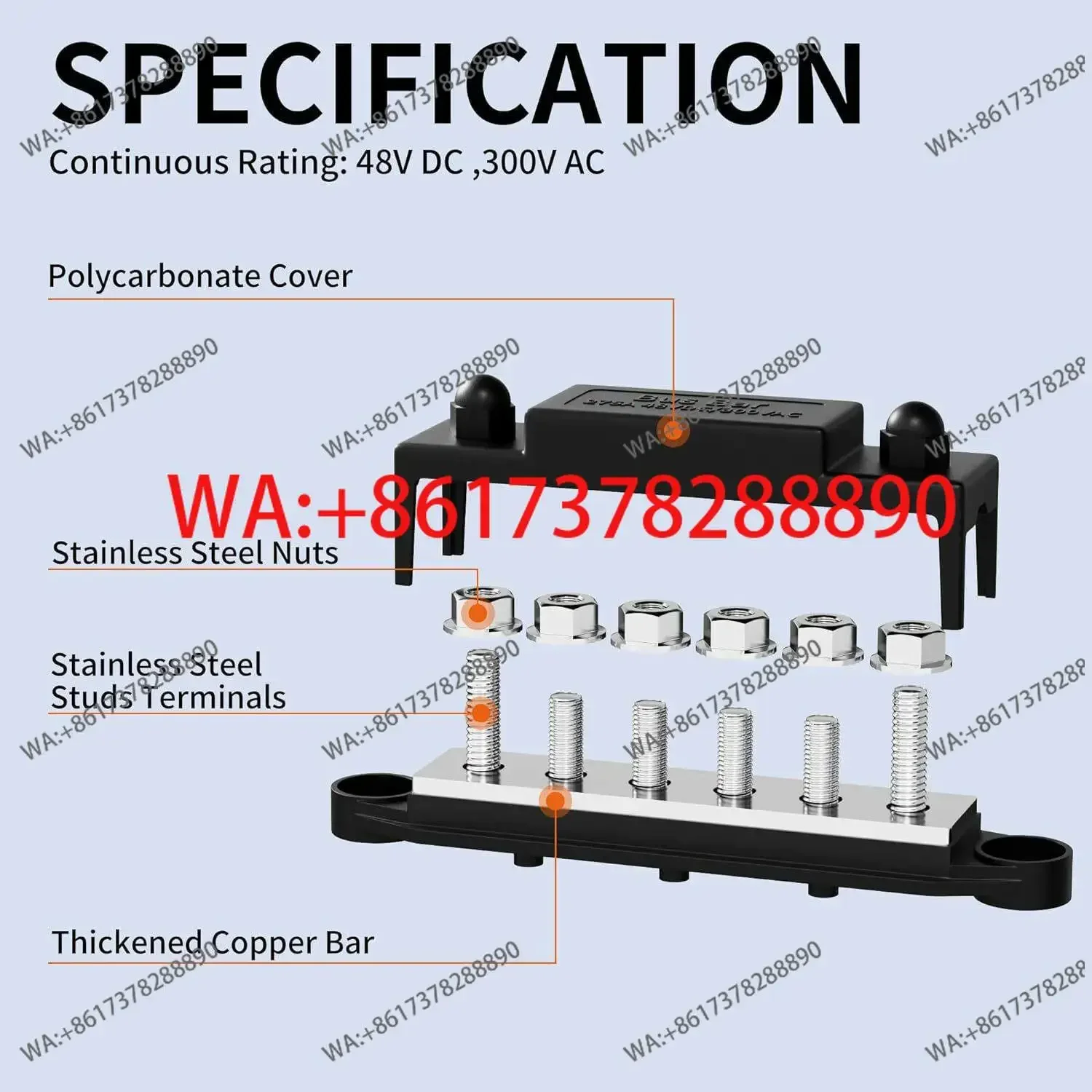 M8 M10 Heavy Duty High Current Copper Busbar Terminal Block RV Yacht Car Battery Power Distribution Wiring Modification