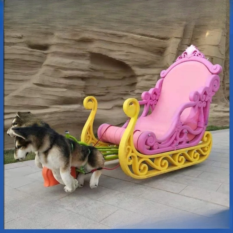 Land dog pull cart, luxury princess model, electric, plush dog, ice and snow amusement equipment