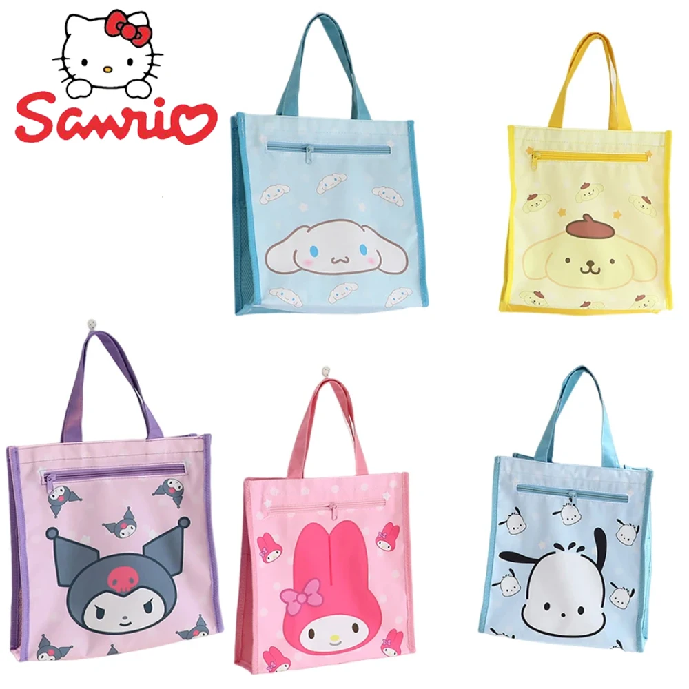 

MINISO Sanrios Cinnamorolls Kuromis My Melodys Cartoon Water Proof Bag Kawaii Anime Double Layer Tote Bag Art Pack Shopping Bags