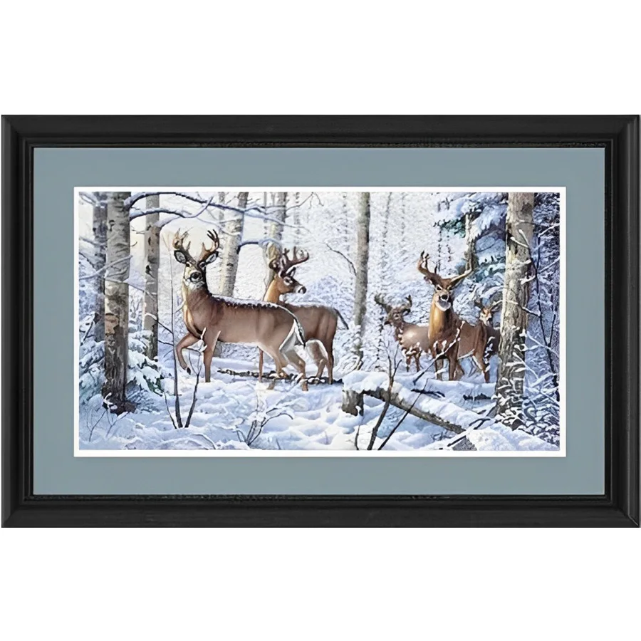 

MM Top Quality Beautiful Counted Cross Stitch Kit Woodland Winter Deer Animal in Snow Mountain dim 35130