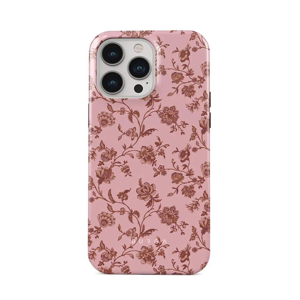 Custodia per telefono floreale rosa BURGA Lover di lusso per iPhone 16 15 14 13 12 11 Pro Max XS XR XSMax 6 7 8 Plus Cover rigida per PC HD lucida