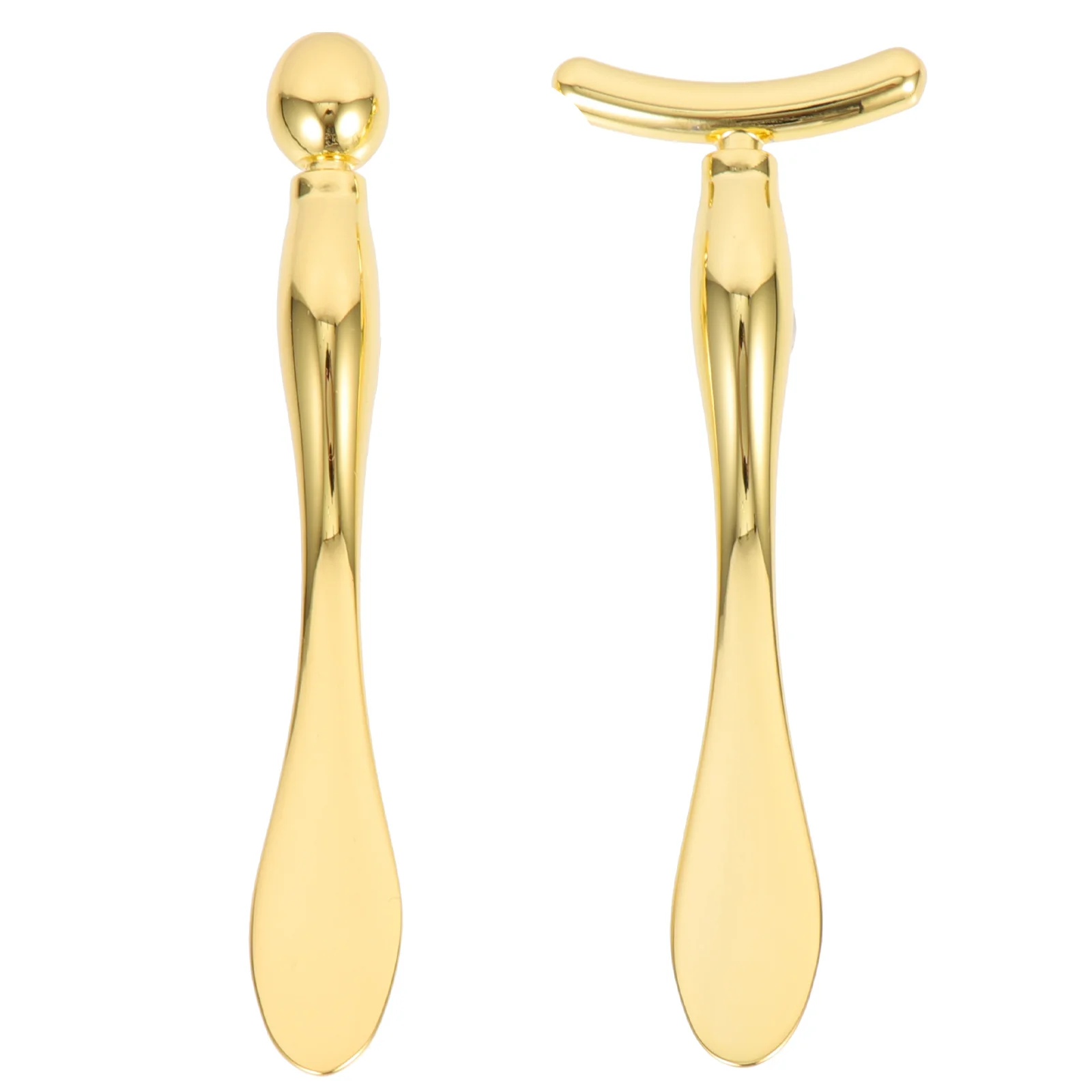2pcs T Shape Cream Stick Set Zinc Alloy Eye Applicator Spatula Roller Tool For Facial Care Anti Puff Eye Roller Beauty Spoon
